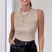 2024 Spring Summer Cross-Borde's New Sequin Solid Color Slim Fit Personality Vest Fashion Casual Small T-Shirt_ecoleips.com