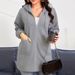 Women’s Half-Zip Fleece Sweatshirt – Oversized Pullover (Greyish/Dark Gray, XS-XXL)_ecoleips.com