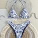Women's Floral Tie-Dye Bikini Set Trendy Blue Print Two Piece Swimsuit for Beach And Vacation Versatile Summer Essential_ecoleips.com