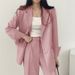 Women's Autumn Casual Lapel Suit Set Button Down Blazer High Waisted Draped Thickened Wide Leg Trousers Outerwear_ecoleips.com