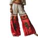 Women's Clothing Women's Retro Print Wide Leg Pants Fashionable Style Casual Comfortable Fit High Waist Trousers_ecoleips.com