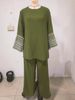 2025 Muslim Autumn New Women's Embroidered Round Neck Shirt And Wide Leg Pants Set_ecoleips.com