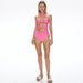Women's Clothing Pink Halter Strap Hollow Metal Flower One Piece Swimsuit Women_ecoleips.com