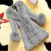Elegant Faux Fur Coat For Women - Long Sleeve, V-Neck, Mid-Length Winter Jacket With Detachable Fur Collar, Red/Black/White/Green/Grey/Khaki_ecoleips.com