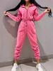 K Sportswear Leisure Women's Clothing Hooded Drawstring Cuffed Jumpsuit Overall Set_ecoleips.com