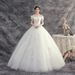 Women's Clothing Minimalist Off-Shoulder Wedding Dress – Korean-Inspired A-Line Bridal Gown With Lace-Up Back & Crinoline (XS-XXXL, Pure White)_ecoleips.com