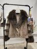 Elegant Short Faux Fur Coat With Fox Collar - Stylish Winter Outerwear For Women, Cropped Jacket With Flowy Sleeves, Chic And Luxe_ecoleips.com