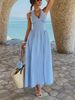 Elegant Halter Neck Wrap Dress – Breathable Viscose Midi Dress For Vacation & Evening Wear (Blue, S/M/L/XL)_ecoleips.com