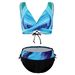 Women's High-Waisted Two-Piece Bikini Swimwear European American Style Flag Design Tie Rope Detailing_ecoleips.com