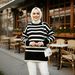 Modest High-Neck Striped Sweater For Muslim Women - Loose Fit Acrylic Blend Knit Top For Autumn & Winter_ecoleips.com
