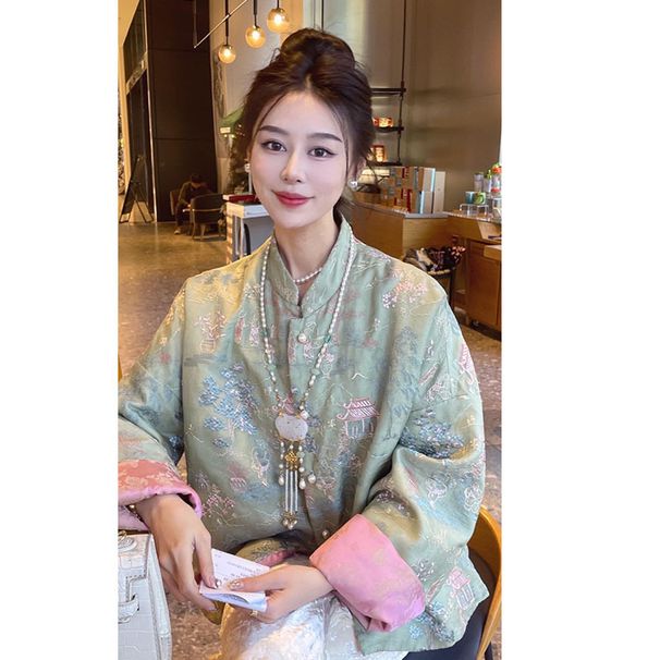 girl New Chinese National Style Green Down Cotton Jacket For Women Winter This Year's Trendy Super Beautiful Lightweight_ecoleips.com