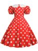 Summer Women Pink Polka Dot Elegant Party Dress Retro Vintage 50s 60s Pin Up Rockabilly Dress Casual Robe Femme_ecoleips.com