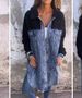 Women's Clothing Autumn Denim Splicing Fur Coat Shirt Loose Long Sleeve Top Denim Shirt_ecoleips.com