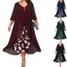 plus Size Women's Chiffon Patchwork Faux Two-Piece Dress Irregular Mid-Sleeve New Cross Border Independent Website 2023 Q228_ecoleips.com