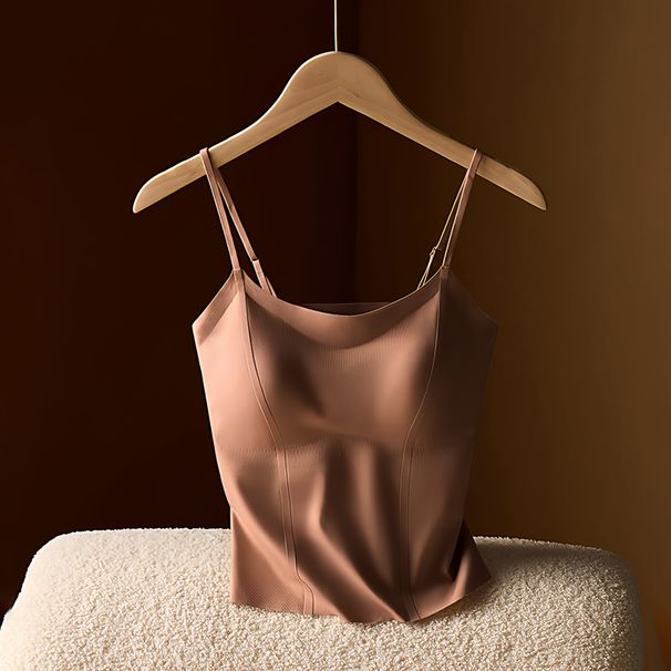 Women's Camisole With Built-in Chest Pad New Summer Style Wearable Outside Or As Layering Fishbone Structure Integrated Bra-s_ecoleips.com