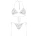 Cross Shaped Rhinestone Bikini Women's Sexy Swimsuit Two Piece With Straps Personalized Design_ecoleips.com