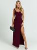 Mozision Square Collar High Split Sexy Maxi Dress Women Elegant Sleeveless Backless Ruched Evening Club Party Long Dress Female_ecoleips.com