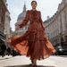 Women's Clothing Women's Long Stand Collar Dress Multi Layer Pearl Ruffle Lace Up Solid Color Resort Style_ecoleips.com