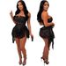 Women's Clothing Sexy V Neck Tube Top See Through Sequin Dress Female Fashion Irregular Short Skirt_ecoleips.com