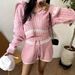 "Women's Wool Knit Sweater & Shorts Set - Winter Warm Two-Piece Outfit With Zipper, Soft & Stylish (White, Pink, Navy Blue, One Size)"_ecoleips.com