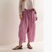 Women's Clothing Striped Straight Leg Pants Elastic Waist Cropped Pleated Breathable Casual Bottoms For Spring Autumn_ecoleips.com