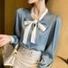 Women's Clothing Send Bow Tie Professional Shirt Women's Long Sleeve Early Autumn New Top Design Niche Spring And Autumn Chiffon Shirt_ecoleips.com