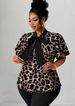 Curvy Women Heart Print Contrast Ruffle Bow Neck Blouse, Romantic Chic Spring Summer Date Party Shirt_ecoleips.com
