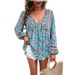 DiYun European And American Bohemian Style Printed Long Sleeve T-Shirt Women's Clothing 2025 Autumn/Winter_ecoleips.com