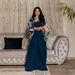 Women's Clothing Muslim Dubai Arab Spring And Summer New Print Bat Sleeve Contrast Color Robe_ecoleips.com