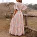 Women's Bohemian Style Maxi Dress V Neck Ruffle Sleeve Spring Summer Vacation Casual Fashion Clothing_ecoleips.com