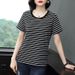 This Korean-Style Short-Sleeved, T-Shirt-Style Summer Striped Blouse Is Perfect For Middle-Aged Mothers It Helps Them_ecoleips.com