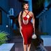 Halter Neck Tassel Party Dress Fashion Milk Silk Midi Skirt For Women Hot Girls_ecoleips.com