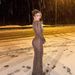 Women's Clothing Heavy Industry Hot Girl Rhinestone Nude See Through Sexy Slim Long Sleeved Dress Long Skirt Banquet Evening Dress_ecoleips.com