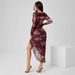 Women's Clothing Style Party Dress Women's Clothing Irregular Hem Floral Print Ruffled Halter Neck Long Sleeve For Formal & Casual_ecoleips.com