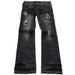 Gothic Retro Double Waist Tie Flared Jeans For Women Y2K Street Washed Distressed Ripped Design Trousers_ecoleips.com