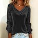 Women's Clothing Women's Velvet Turtleneck Sequin Patchwork Long Sleeve Top Fashion Style For Formal & Casual For Women_ecoleips.com