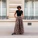 Style 2025 Spring Summer New Leopard Print Pleated Flared Midi Skirt For Women_ecoleips.com