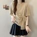 Women's Clothing Fat Mm Summer New Round Neck Gauze Splicing Short Sleeved T Shirt Look Thin And Age Reducing Casual Tops_ecoleips.com