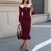 French Ruffle Hem Knit Dress With Contrast Peter Pan Collar – Elegant Long Sleeve Bodycon Dress_ecoleips.com