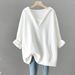 Women's Clothing Fat Mm Autumn And Winter Two Piece Sweater Long Sleeved Large Size Women's Clothing Hooded Splicing Mid Length V Neck Top_ecoleips.com