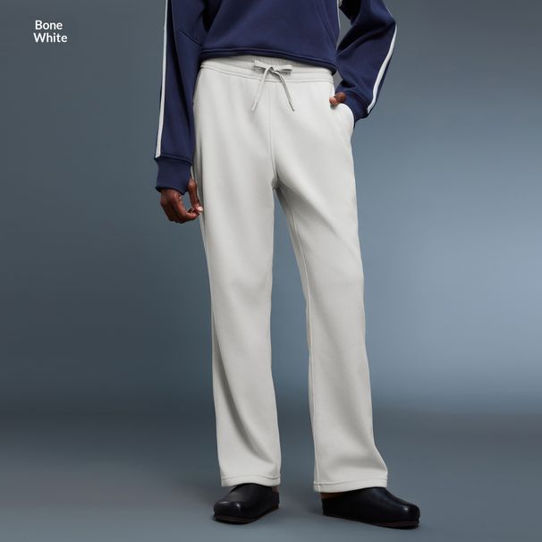 Women's Straight Leg Pants With Elastic Waist, Drawstring, Lining, Warm Sports Pants, Loose Fit, Versatile, Suitable For Commuters, Wide Leg Pants_ecoleips.com