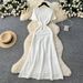 Women's Clothing French Style Elegant Sophisticated Beaded Round Neck French-Inspired Beaded Knit Dress – Round Neck, Short Sleeve & A-Line Midi_ecoleips.com
