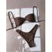 Women's Clothing Women's Sexy Leopard Print Two Piece Swimsuit High End Style Three Piece Bikini Beach & Pool Ready_ecoleips.com
