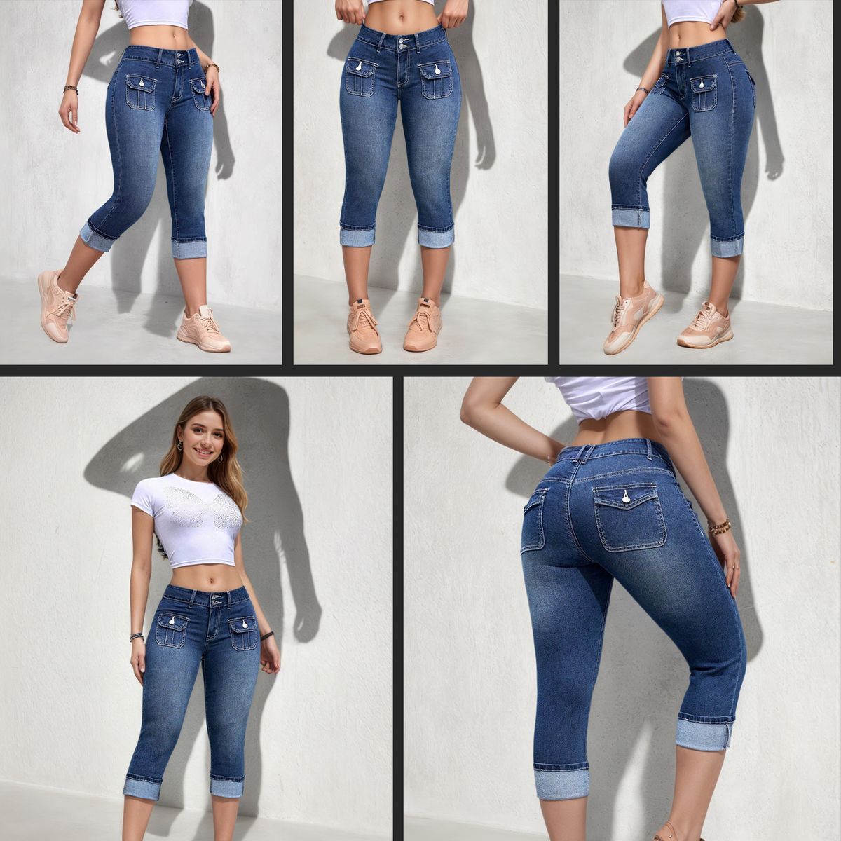 Women's Clothing High Waisted Stretch Denim Capri Pants For Women Spring Summer For Formal & Casual For Women_ecoleips.com