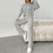 Voya Women's Minimalist Hooded Fashion Set For Spring And Summer Home, Solid Color, Lazy Feeling, Two-piece Set_ecoleips.com