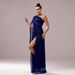Verve Women's New High-End One-Shoulder Asymmetric Neck Long Sleeve Slim Fit Split Evening Dress_ecoleips.com