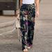 Vintage Women Drawstring Trousers Spring Autumn Fashion Floral Printed Wide Leg Pants Ladies Casual Loose Long Pantalones_ecoleips.com
