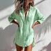 Effortless Elegance Oversized Shirt Dress – Women’s Long Sleeve Cotton Blend Tunic With Split Hem (Multiple Colors & Sizes)_ecoleips.com