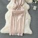 Women's Clothing Sequin Dress Skirt Sexy Backless Slim Fit Medium Long Halter Neck Dress_ecoleips.com