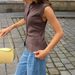 Women's Sleeveless Cardigan Knitwear Solid Color Simple European American Blogger Style Spring Summer_ecoleips.com